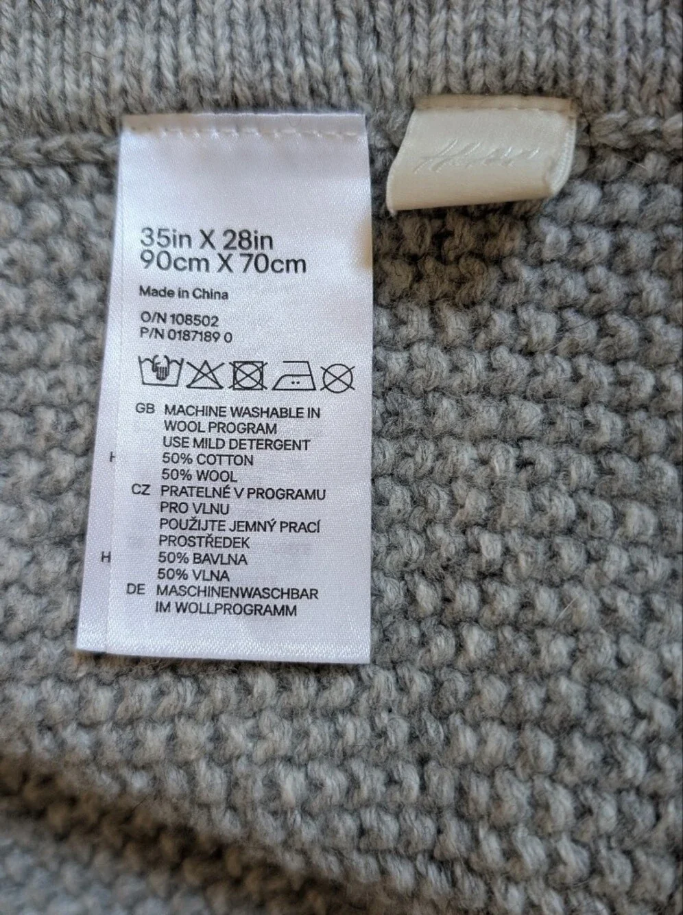 Light Gray Wool Baby Blanket - Picture 2 of 2